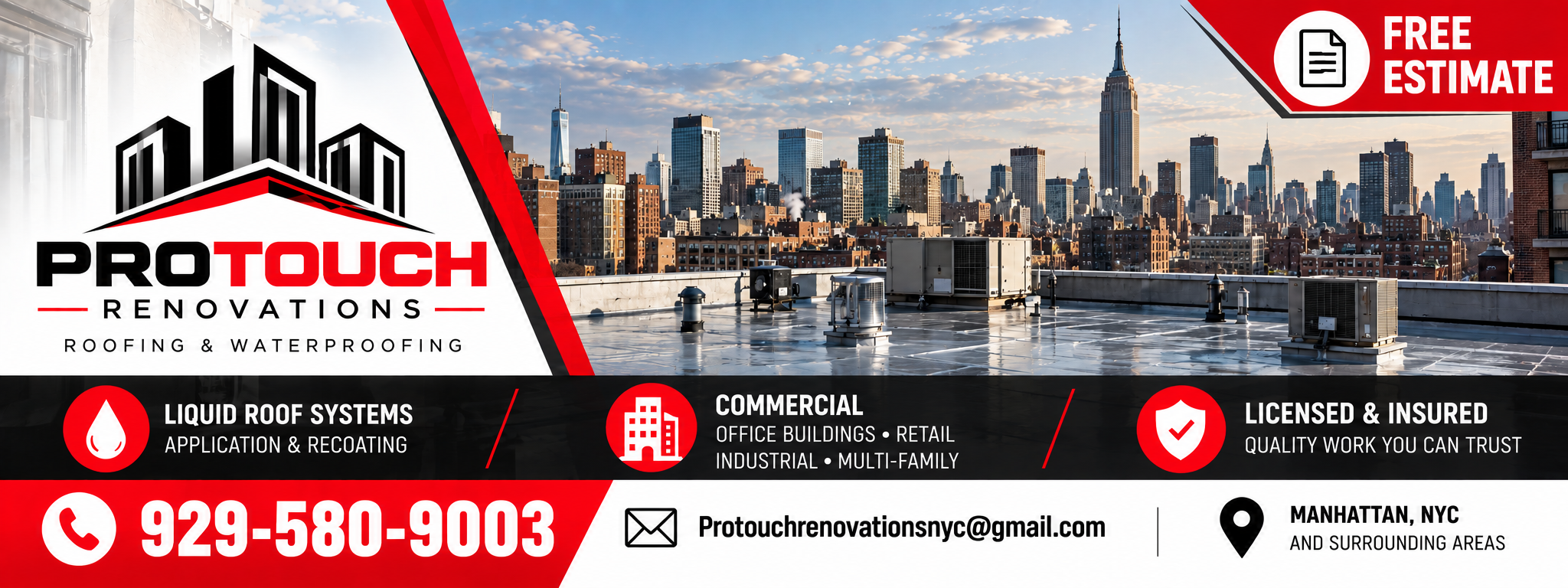 ProTouch Renovations roofing and waterproofing advertisement